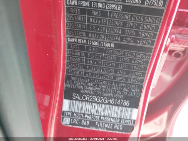 SALCR2BG2GH614786 Land Rover Discovery Sport Hse