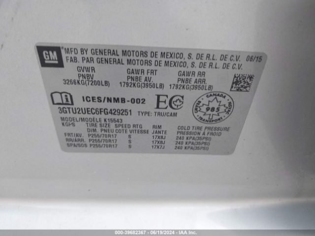 3GTU2UEC6FG429251 GMC Sierra 1500 Sle