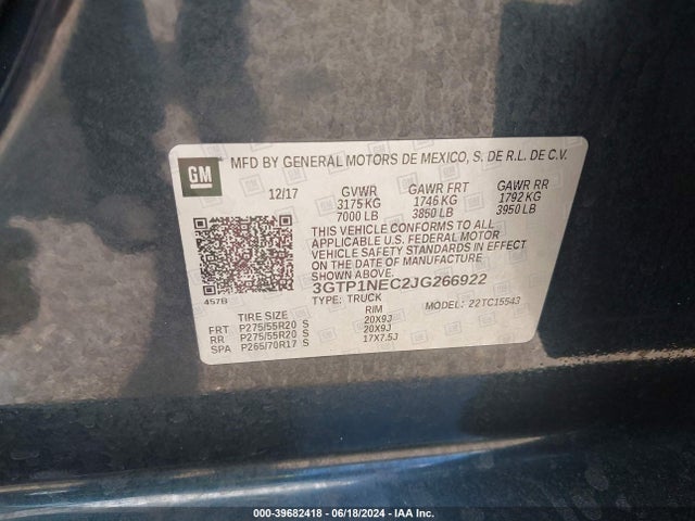 GMC Sierra 1500 Slt 2018 3GTP1NEC2JG266922 Image 9