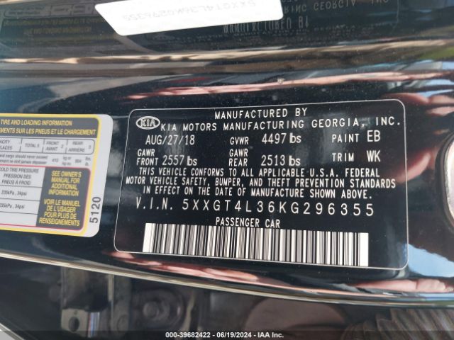 5XXGT4L36KG296355 KIA Optima Lx