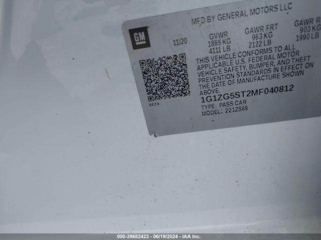 1G1ZG5ST2MF040812 Chevrolet Malibu Fwd Rs