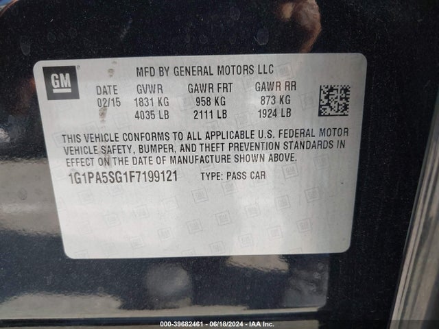 Chevrolet Cruze Ls Auto 2015 1G1PA5SG1F7199121 Image 9