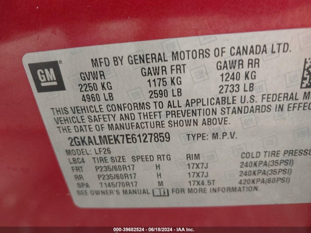 GMC Terrain Sle-1 2014 2GKALMEK7E6127859 Image 9