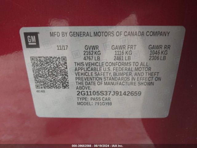 2G1105S37J9142659 Chevrolet IMPALA 1LT