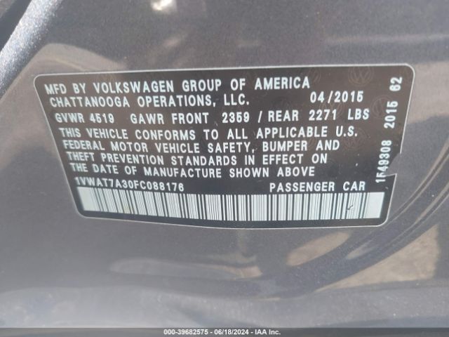 1VWAT7A30FC088176 Volkswagen Passat 1.8t Limited Edition