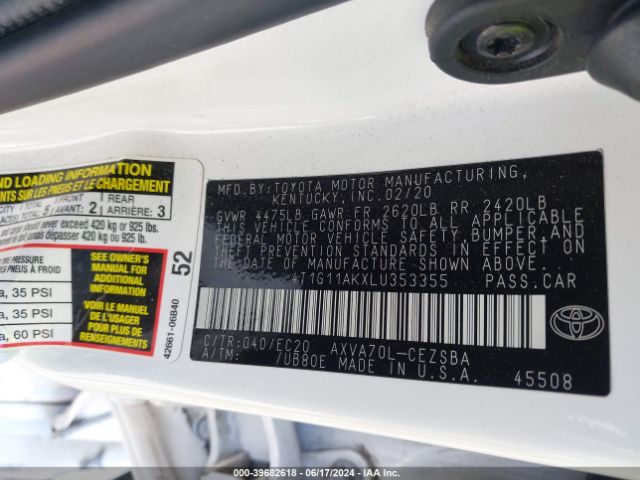 4T1G11AKXLU353355 Toyota Camry Se Nightshade Edition