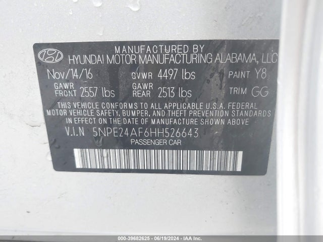 Hyundai SONATA SE 2017 5NPE24AF6HH526643 Image 9