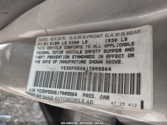 2001 SAAB 9-3 YS3DP55G617008864 Photo 8