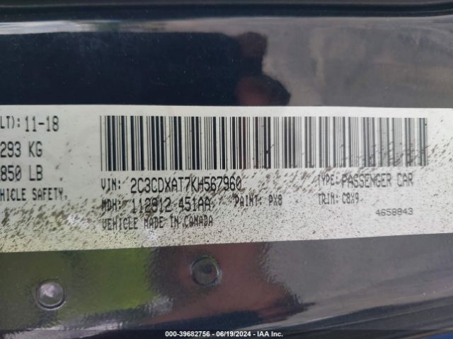 2C3CDXAT7KH567960 Dodge Charger Police Rwd