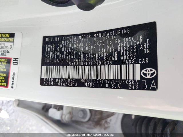 Toyota Corolla S Plus 2015 5YFBURHEXFP191636 Image 9
