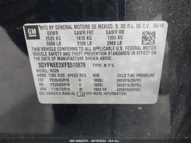 3GYFNEE3XFS510878 Cadillac Srx Luxury Collection