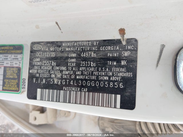 KIA Optima Lx 2016 5XXGT4L30GG005856 Image 9