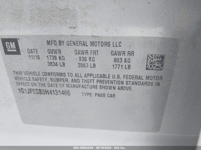 1G1JF5SB3H4131466 Chevrolet Sonic Premier Auto
