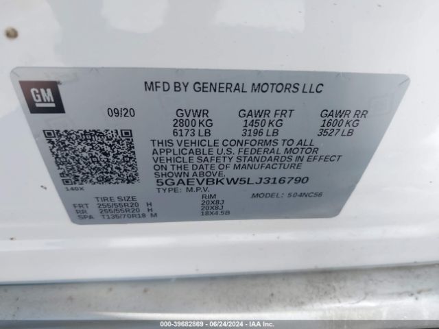 5GAEVBKW5LJ316790 Buick Enclave Awd Premium