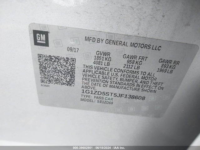 Chevrolet MALIBU LT 2018 1G1ZD5ST5JF138608 Image 9