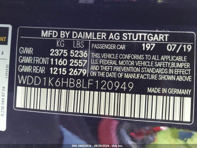 WDD1K6HB8LF120949 Mercedes-Benz E 450