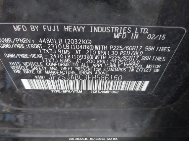 JF2SJABC3FH586160 Subaru Forester 2.5i