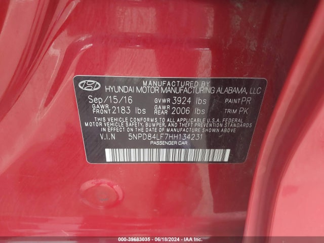 Hyundai ELANTRA SE 2017 5NPD84LF7HH134231 Image 9