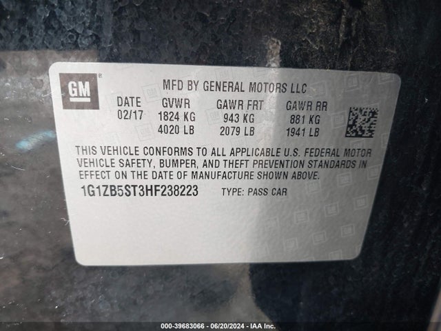 Chevrolet MALIBU LS 2017 1G1ZB5ST3HF238223 Image 9