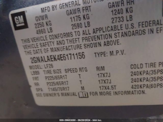 2GNALAEK4E6171156 Chevrolet EQUINOX LS