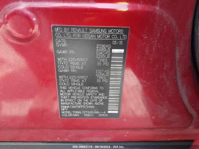 KNMAT2MT5FP572466 Nissan ROGUE SV