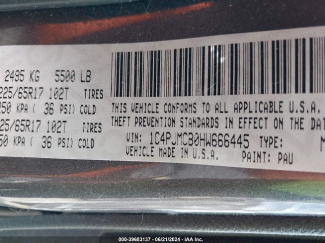 1C4PJMCB0HW666445 Jeep Cherokee Latitude 4x4