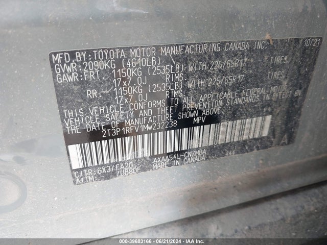 Toyota Rav4 Xle 2021 2T3P1RFV1MW232238 Image 9