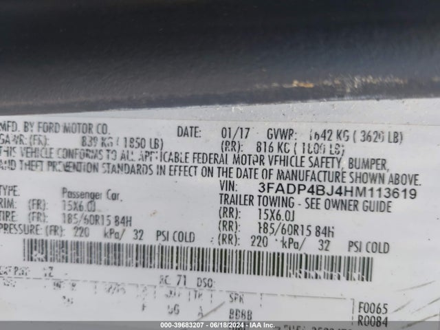 Ford FIESTA SE 2017 3FADP4BJ4HM113619 Image 9