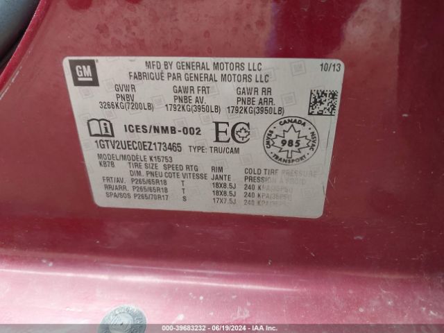 1GTV2UEC0EZ173465 GMC Sierra 1500 Sle