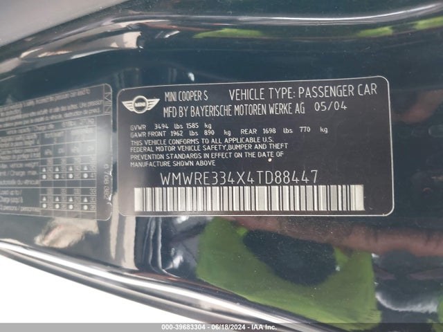 2004 MINI COOPER S WMWRE334X4TD88447 Photo 8