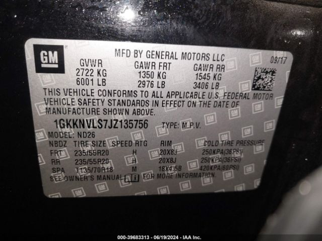 1GKKNVLS7JZ135756 GMC Acadia Slt-1