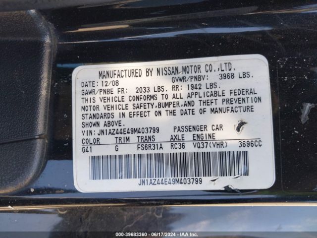 2009 NISSAN 370Z JN1AZ44E49M403799 Photo 8