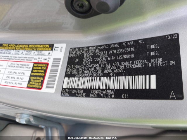 Toyota Highlander Le 2023 5TDKDRAH0PS500639 Image 9