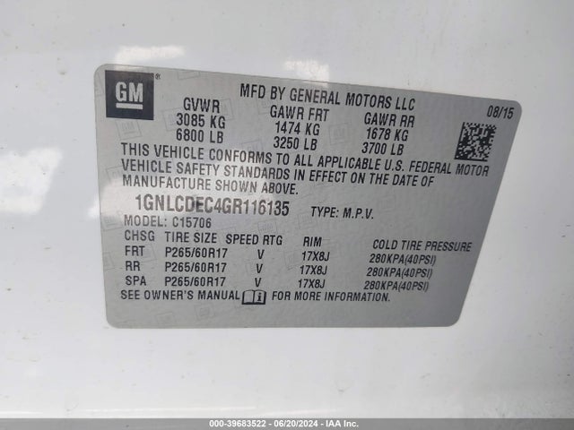 Chevrolet Tahoe Commercial Fleet 2016 1GNLCDEC4GR116135 Image 9