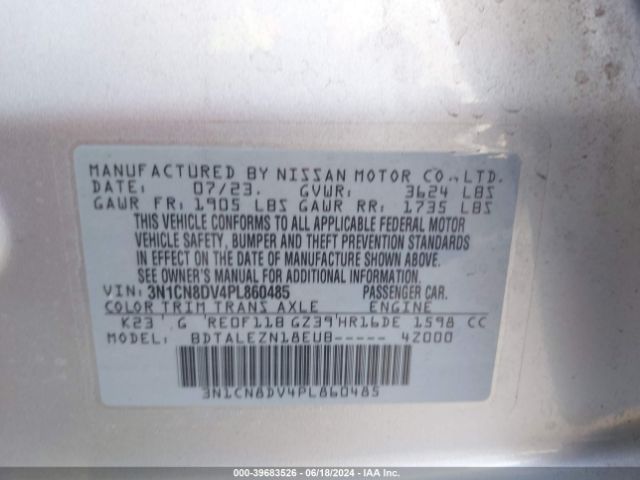 3N1CN8DV4PL860485 Nissan Versa 1.6 S Xtronic Cvt