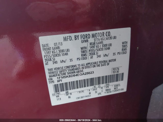 Ford EXPLORER XLT 2014 1FM5K8D84EGA25623 Image 9