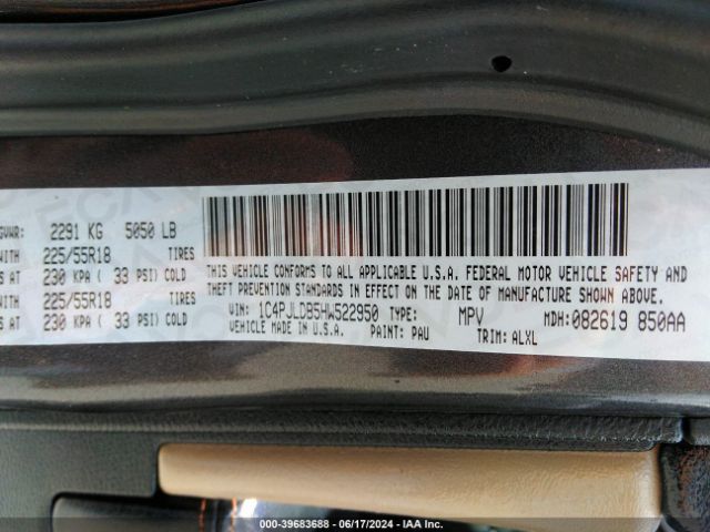 1C4PJLDB5HW522950 Jeep Cherokee Limited Fwd