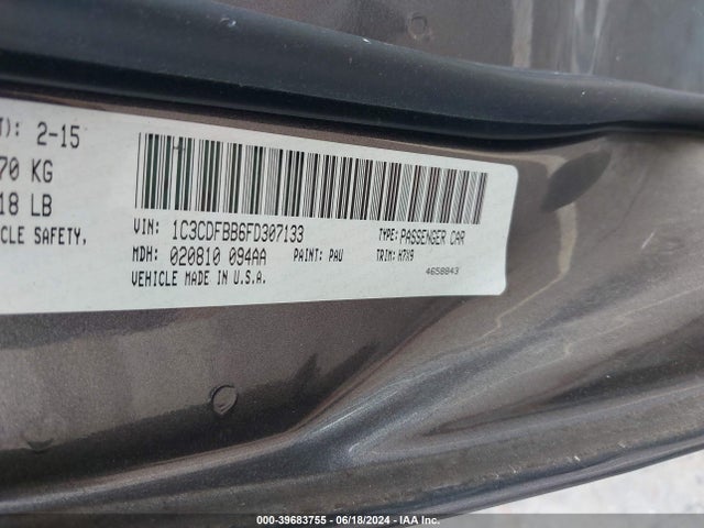 Dodge DART SXT 2015 1C3CDFBB6FD307133 Image 9