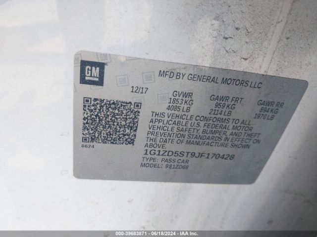 1G1ZD5ST9JF170428 Chevrolet MALIBU LT