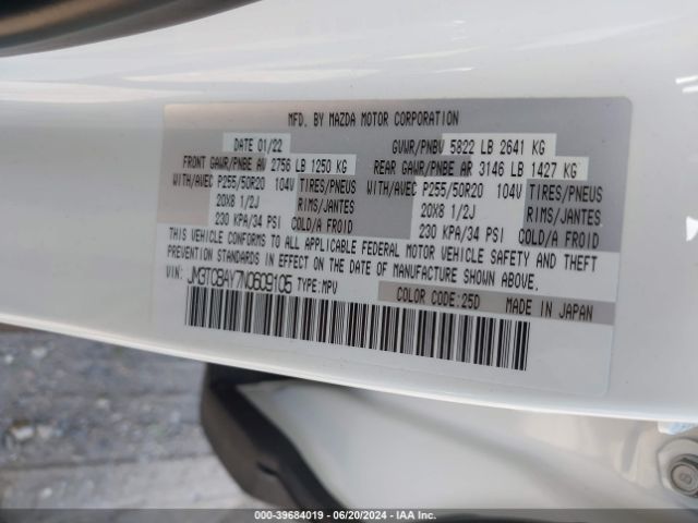 JM3TCBAY7N0609105 Mazda Cx-9 Touring Plus