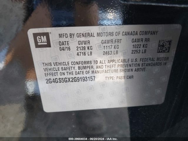 2G4GS5GX2G9193157 Buick Regal Turbo Premium Ii