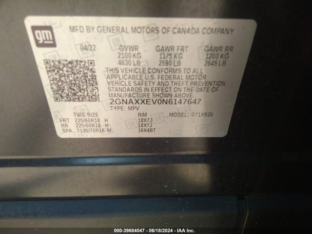 Chevrolet Equinox Awd Premier 2022 2GNAXXEV0N6147647 Image 9
