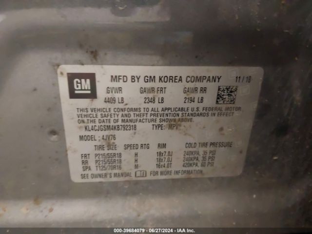 KL4CJGSM4KB792318 Buick Encore Awd Essence