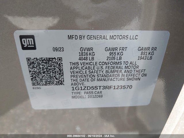 Chevrolet MALIBU LT 2024 1G1ZD5ST3RF123570 Image 9