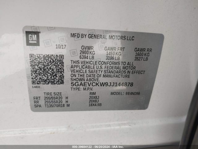 5GAEVCKW9JJ144878 Buick Enclave Avenir