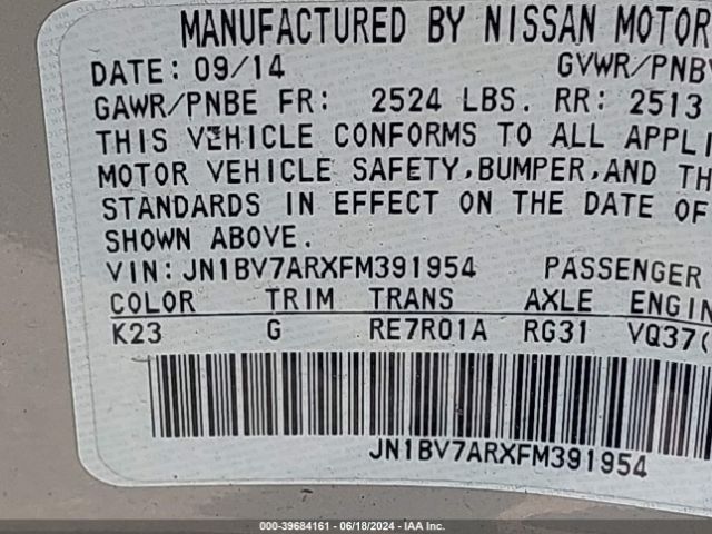 JN1BV7ARXFM391954 Infiniti Q50 Premium