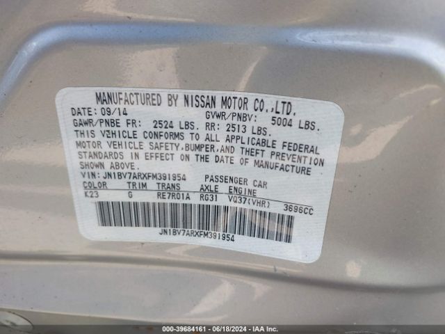 JN1BV7ARXFM391954 Infiniti Q50 Premium