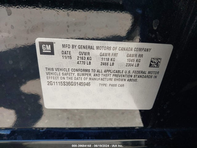 Chevrolet Impala 2lt 2016 2G1115S36G9145946 Image 9