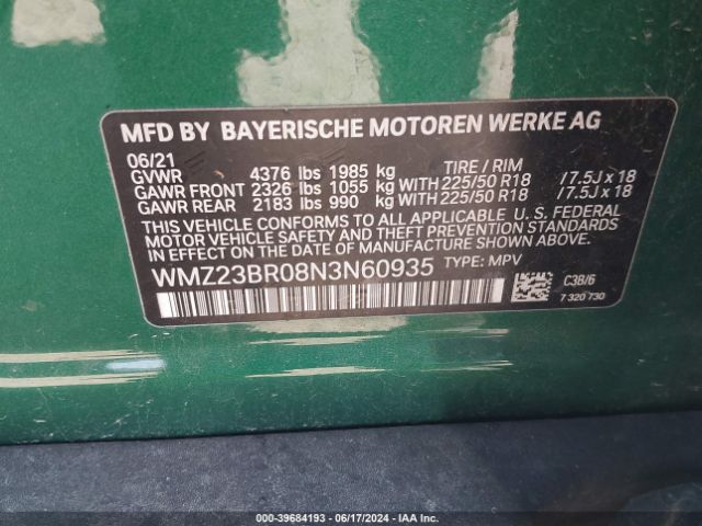 WMZ23BR08N3N60935 Mini Countryman Cooper