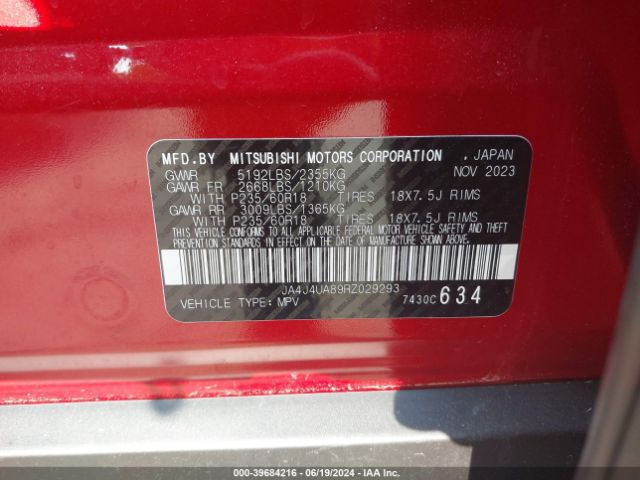 JA4J4UA89RZ029293 Mitsubishi Outlander Es 2.5 S-awc